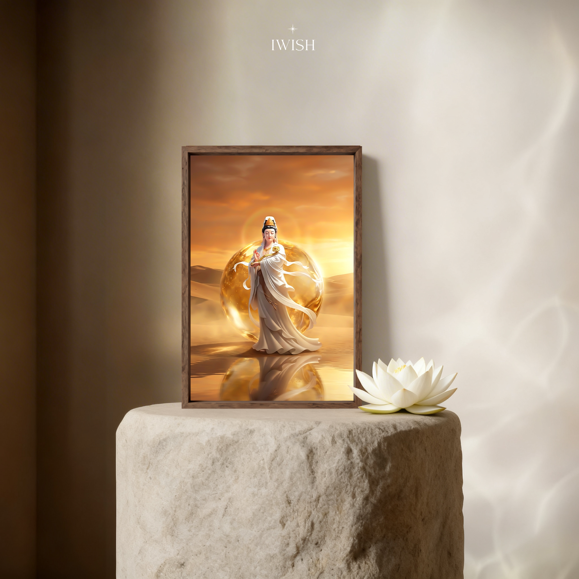ภาพบูชาพระโพธิสัตว์กวนอิมถือยู่อี่ ✦ Sacred Guanyin Image with Ruyi